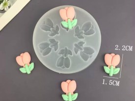 Molde silicona tulipan con tallo y 2 hojas 22K5